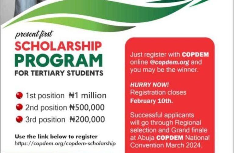 2024 COPDEM Scholarship Program For Tertiary Education Students   COPDEM Scholarship 768x502 