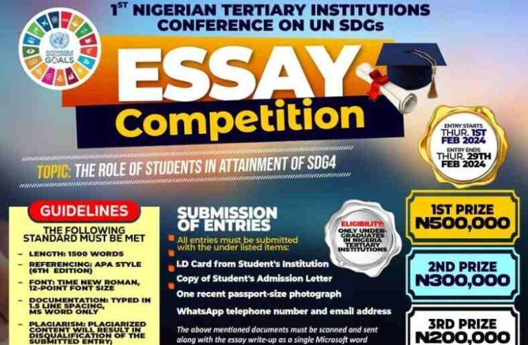 2024 Nigerian Tertiary Institutions Conference on UN SDGs Essay