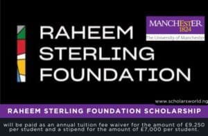 Raheem Sterling Foundation Scholarship (University of Manchester)