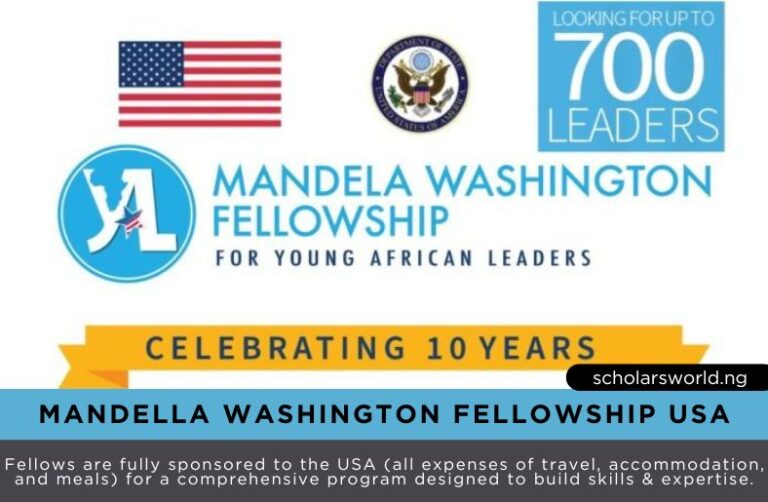 2027 Mandella Washington Fellowship for Young Africans (Fully-funded to the USA)