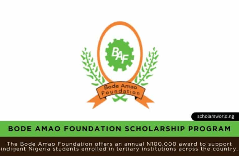 Bode Amao Foundation Scholarship (BAF) For Undergraduates: ₦100K Annual Opportunity