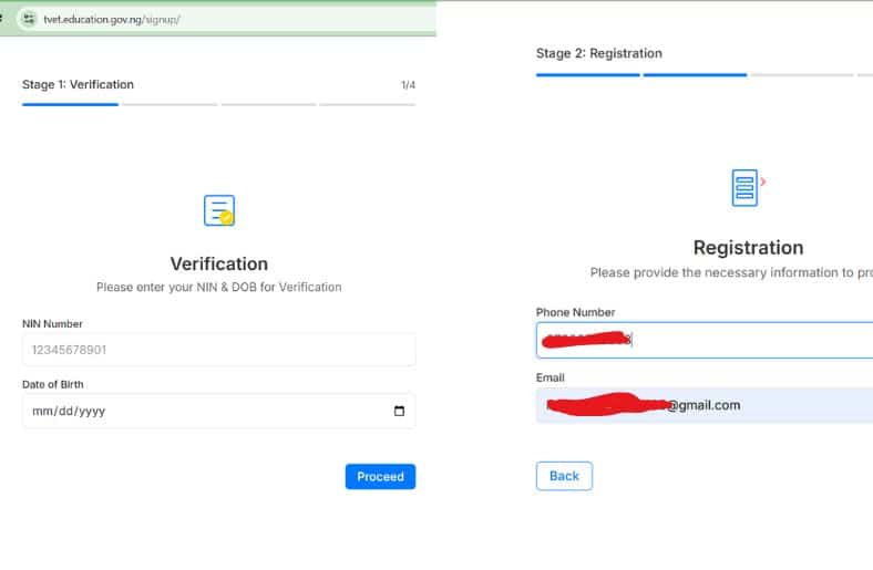 FME TVET Application Portal Login (Signup Page)