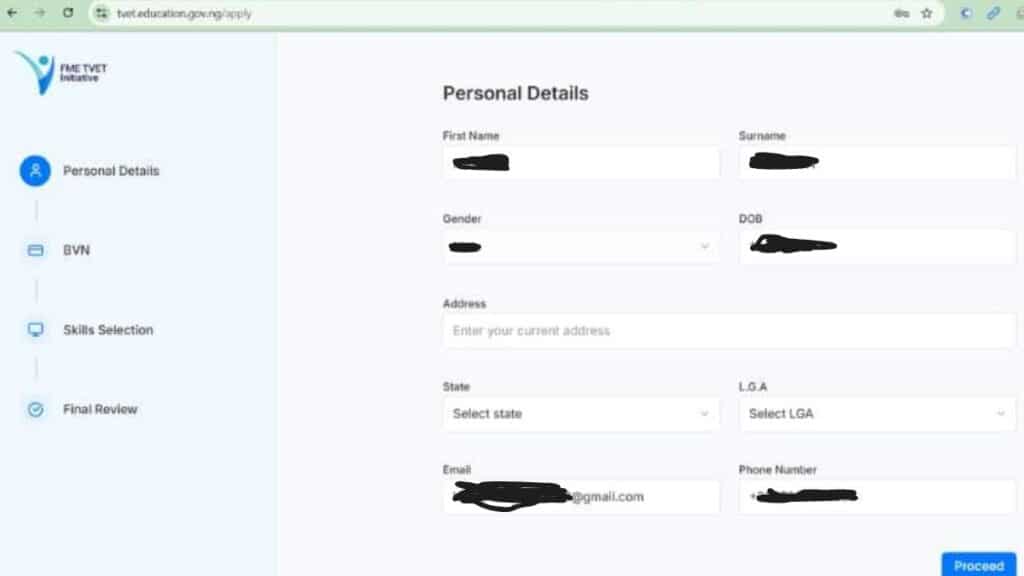 FME TVET Application Portal Login