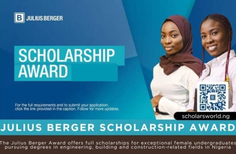 Julius Berger Scholarship 2026 Award for Undergraduates (APPLY)