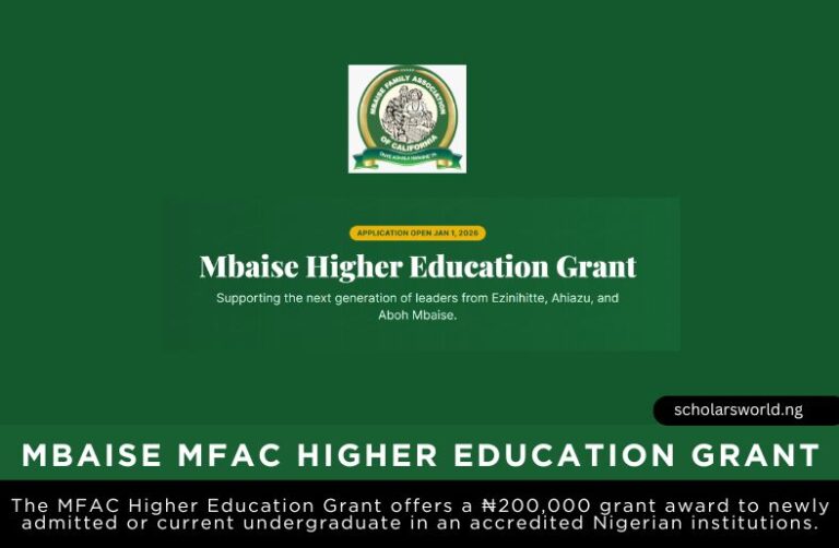 MFAC Higher Education Grant 2026 for Undergraduates: ₦200,000 Opportunity