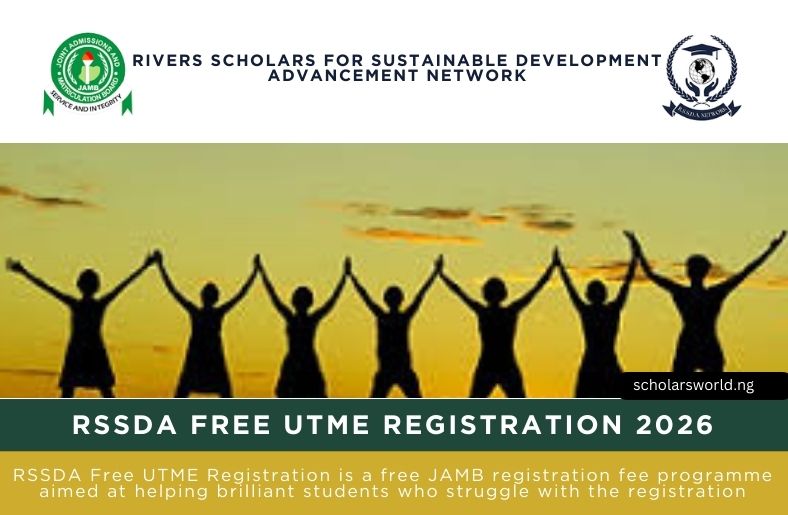 RSSDA Free UTME Registration is a free JAMB registration fee programme aimed at helping brilliant students who struggle with the registration