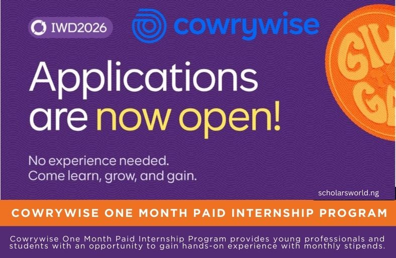 Cowrywise One Month Paid Internship Program