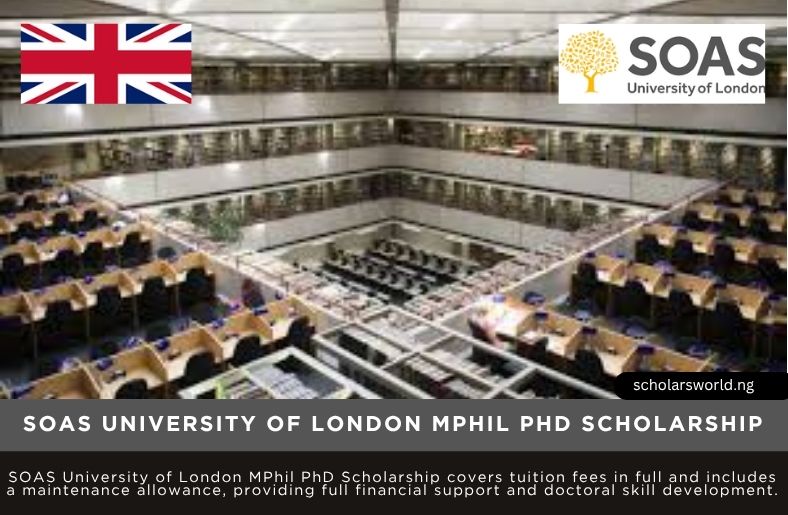 SOAS University of London MPhil PhD Scholarship