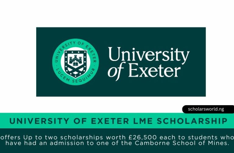 University of Exeter LME Scholarship 2026: How to apply