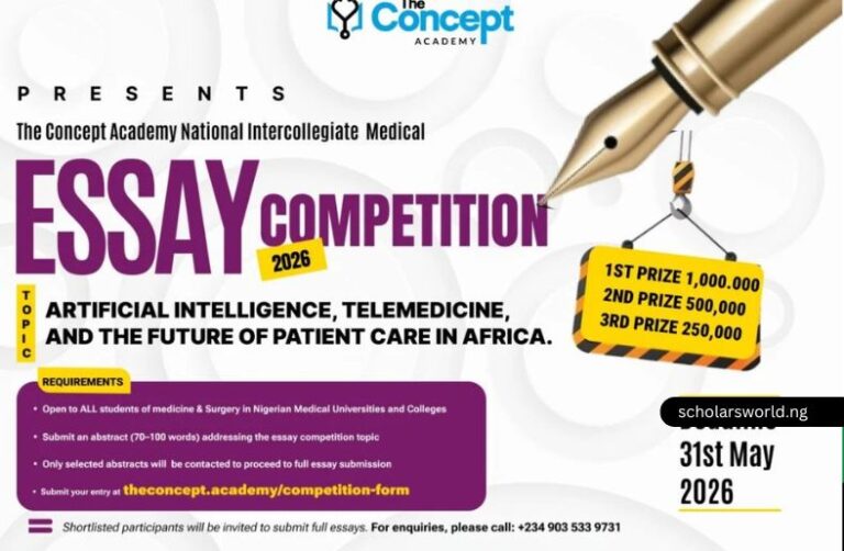 2026 Concept Academy Essay Competition for Medical Students: Up to ₦1,750,000 Cash Prize