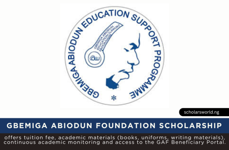 2026 Gbemiga Abiodun Foundation Scholarship Program: Apply Now