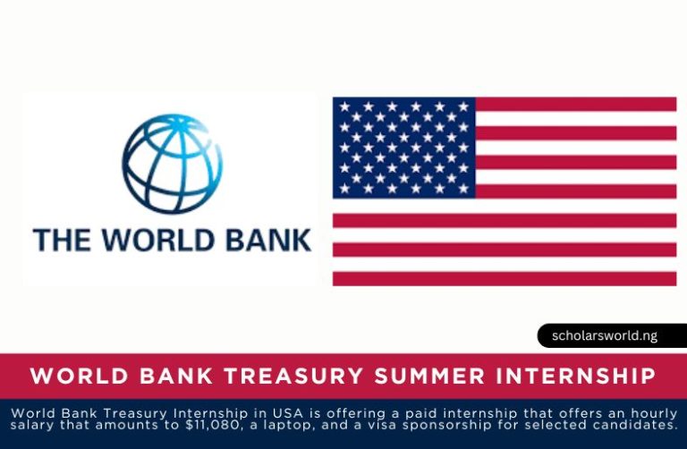 World Bank Treasury Internship 2027: Fully Funded in USA