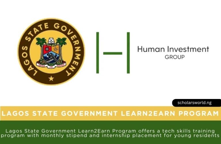 Lagos State Government Learn2Earn Program 2026: Free Tech Skill Scholarship with Stipends