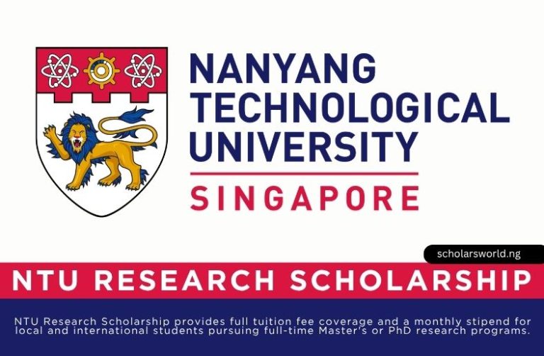 2027 NTU Research Scholarship (Nanyang Technological University)in Singapore: Fully Funded
