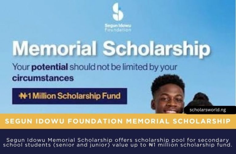 Segun Idowu Memorial Scholarship 2026: Awards up to ₦1 million scholarship fund