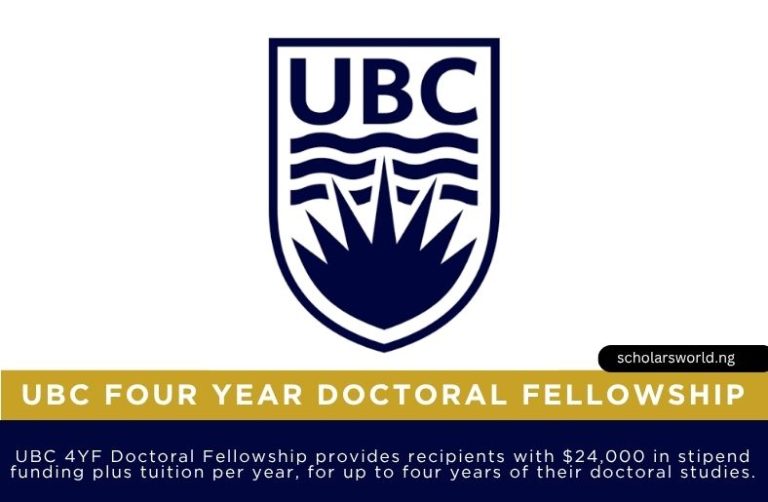 UBC Four Year Doctoral Fellowship 2027 (University of British Columbia): Get $24,000 Stipend Plus Full Tuition