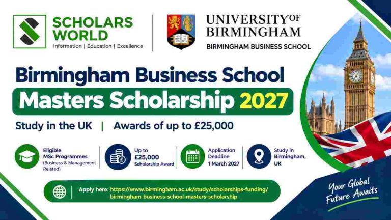 Birmingham Business School Masters Scholarship in UK | £25,000 Award