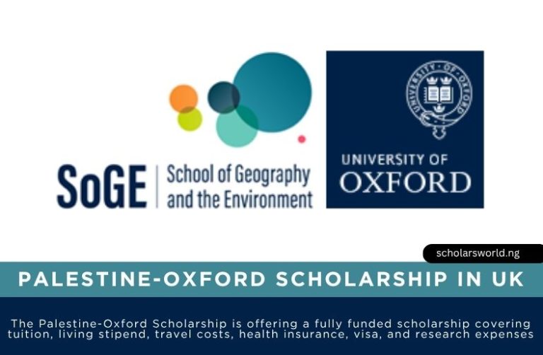 2027 Palestine-Oxford Scholarship in Geography and the Environment