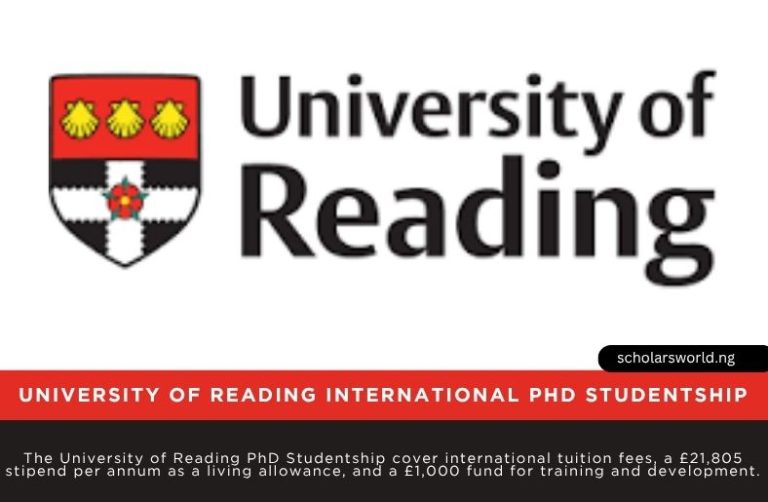 University of Reading International PhD Studentship 2027: Fully Funded in UK